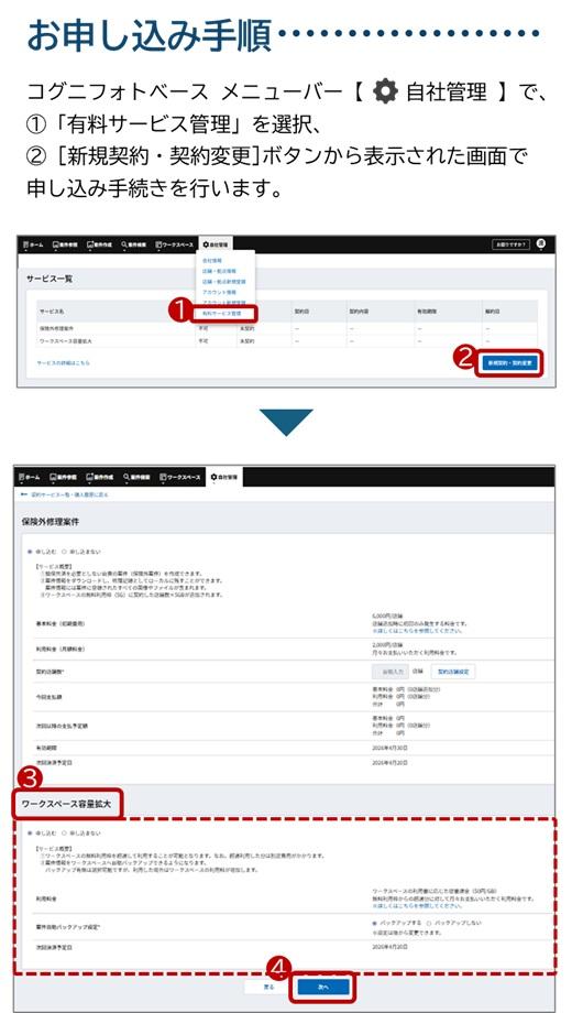 有料サービスのお申し込み