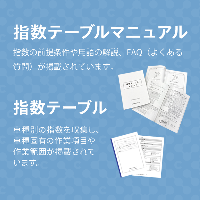 指数テーブルマニュアルには指数の前提条件や用語の解説、FAQ（よくある質問）が掲載されています。